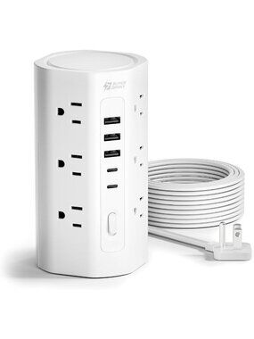 10Ft Power Strip Tower with 12 Outlets & 5 USB Ports, Surge Protector for Home